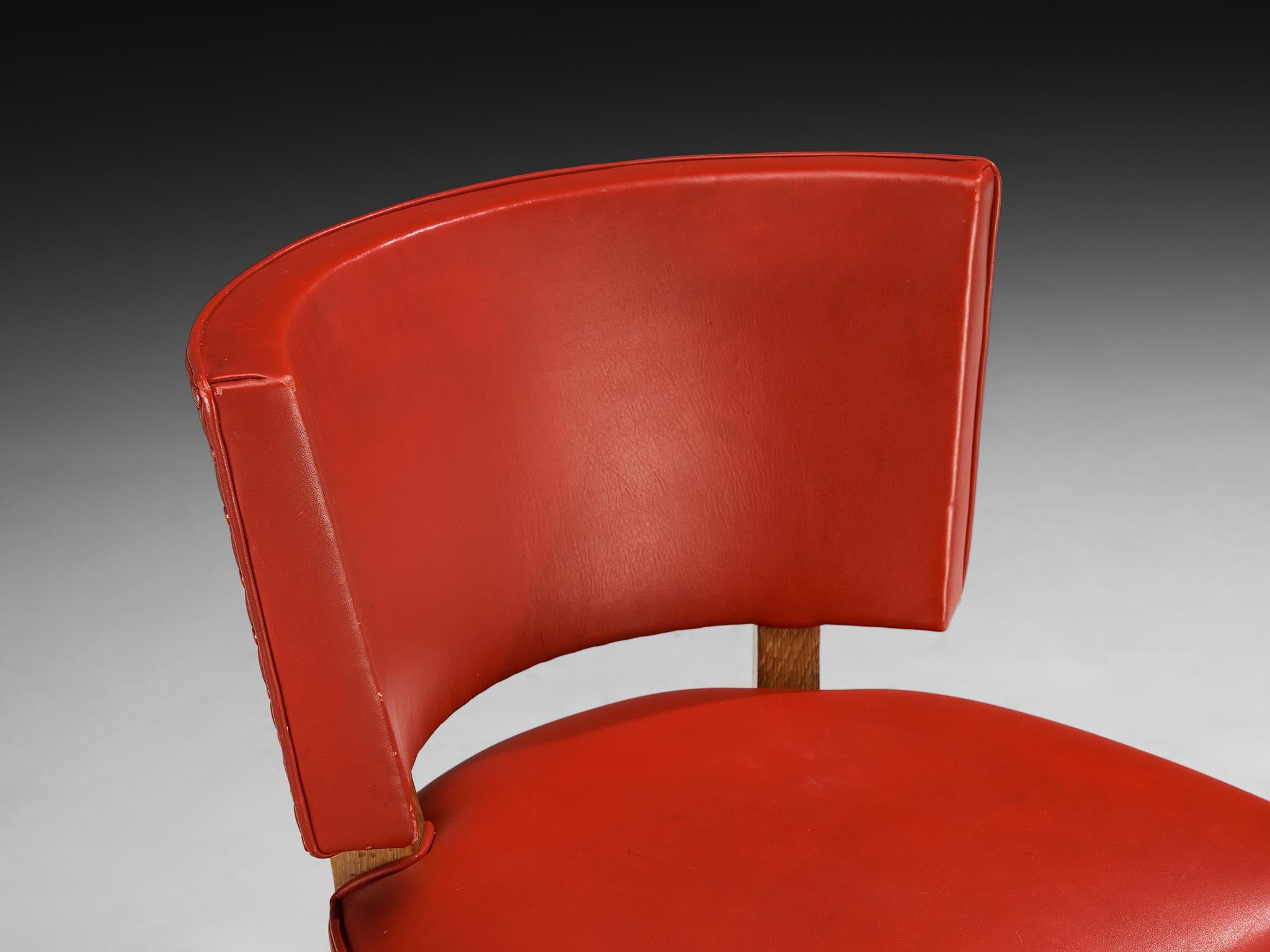 Francisque Chaleyssin Französischer Art Deco Satz von sechs Esszimmerstühlen in Cerused Oak (Art déco) im Angebot