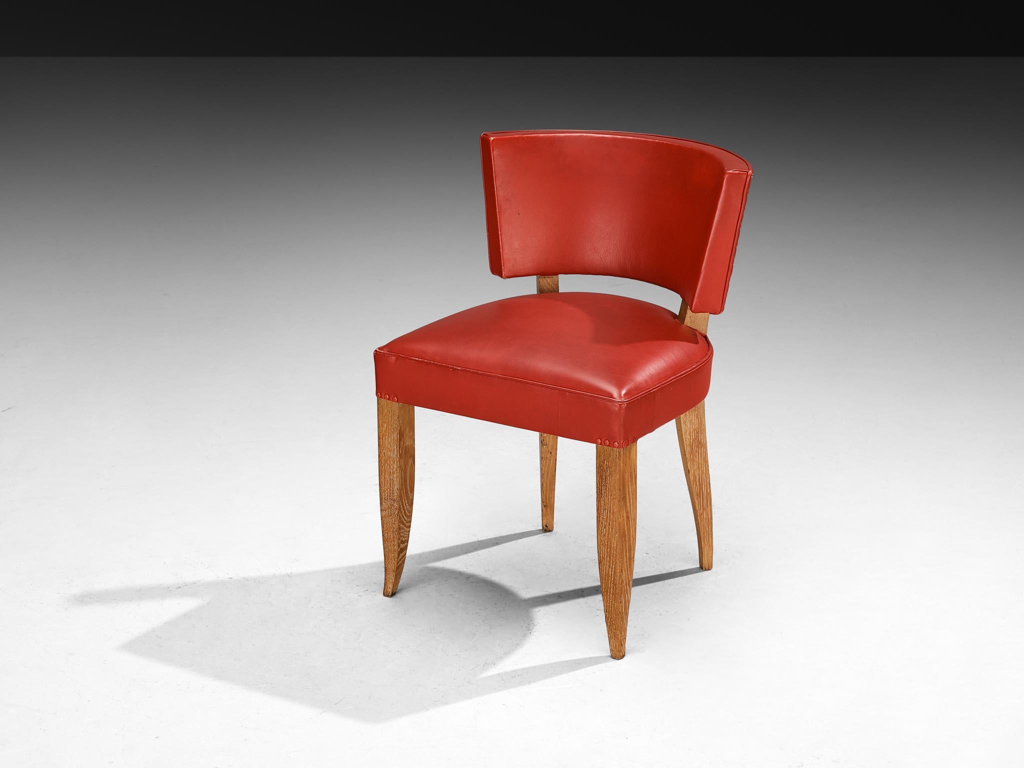 Francisque Chaleyssin Französischer Art Deco Satz von sechs Esszimmerstühlen in Cerused Oak im Angebot 3