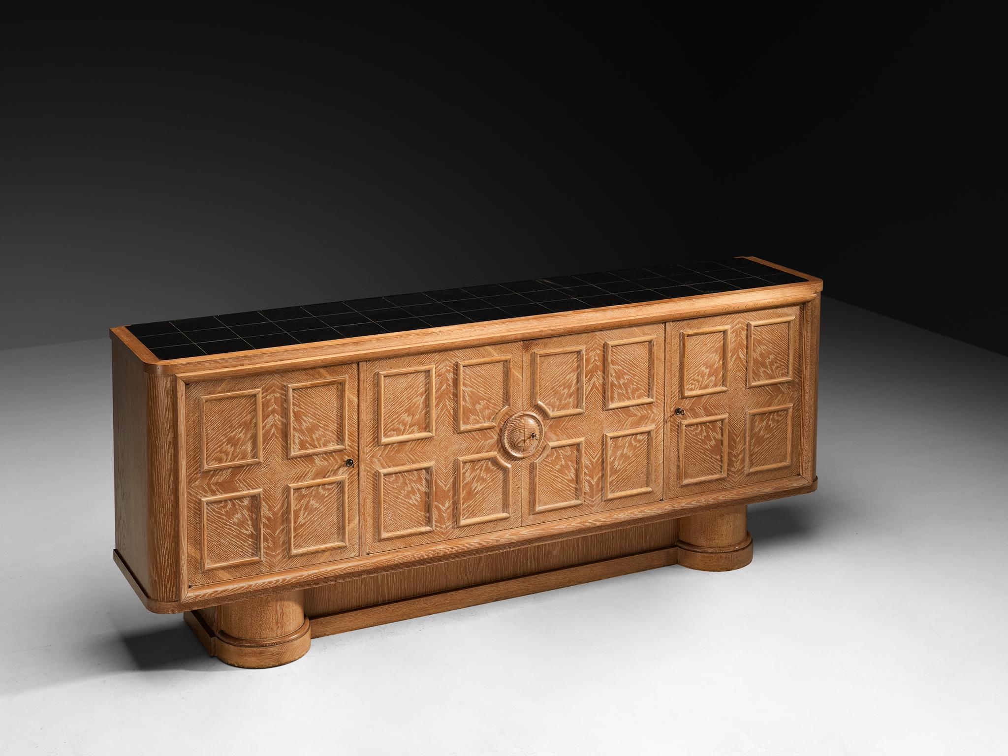 Francisque Chaleyssin, sideboard, cerused oak, formica, France, late 1940s

Francisque Chaleyssin (1872–1951) was a prominent ébéniste and décorateur based in Lyon, active through the interwar and immediate postwar decades. His work bridged the