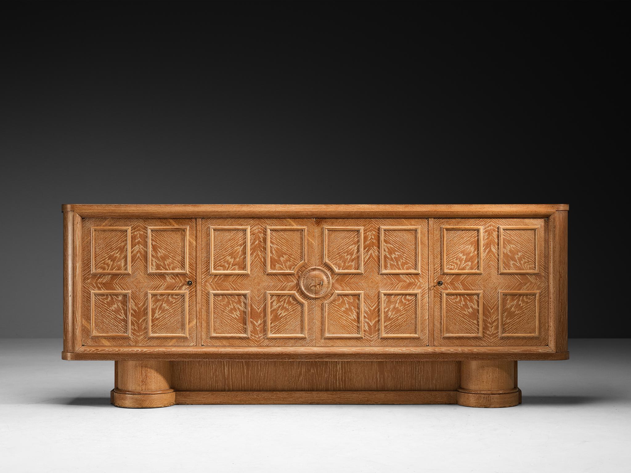 Metà XX secolo Credenza Francisque Chaleyssin in stile Art Déco francese, in Oak cerato in vendita