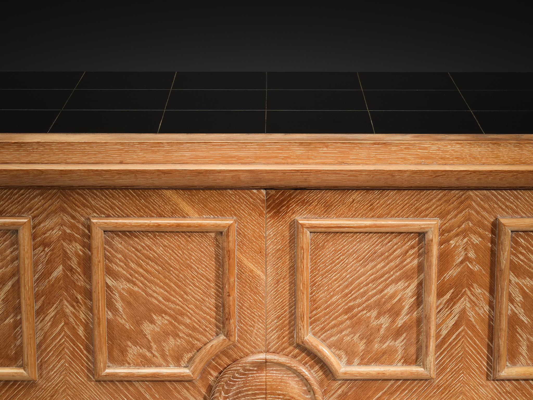 Francisque Chaleyssin French Art Deco Sideboard in Cerused Oak For Sale 1