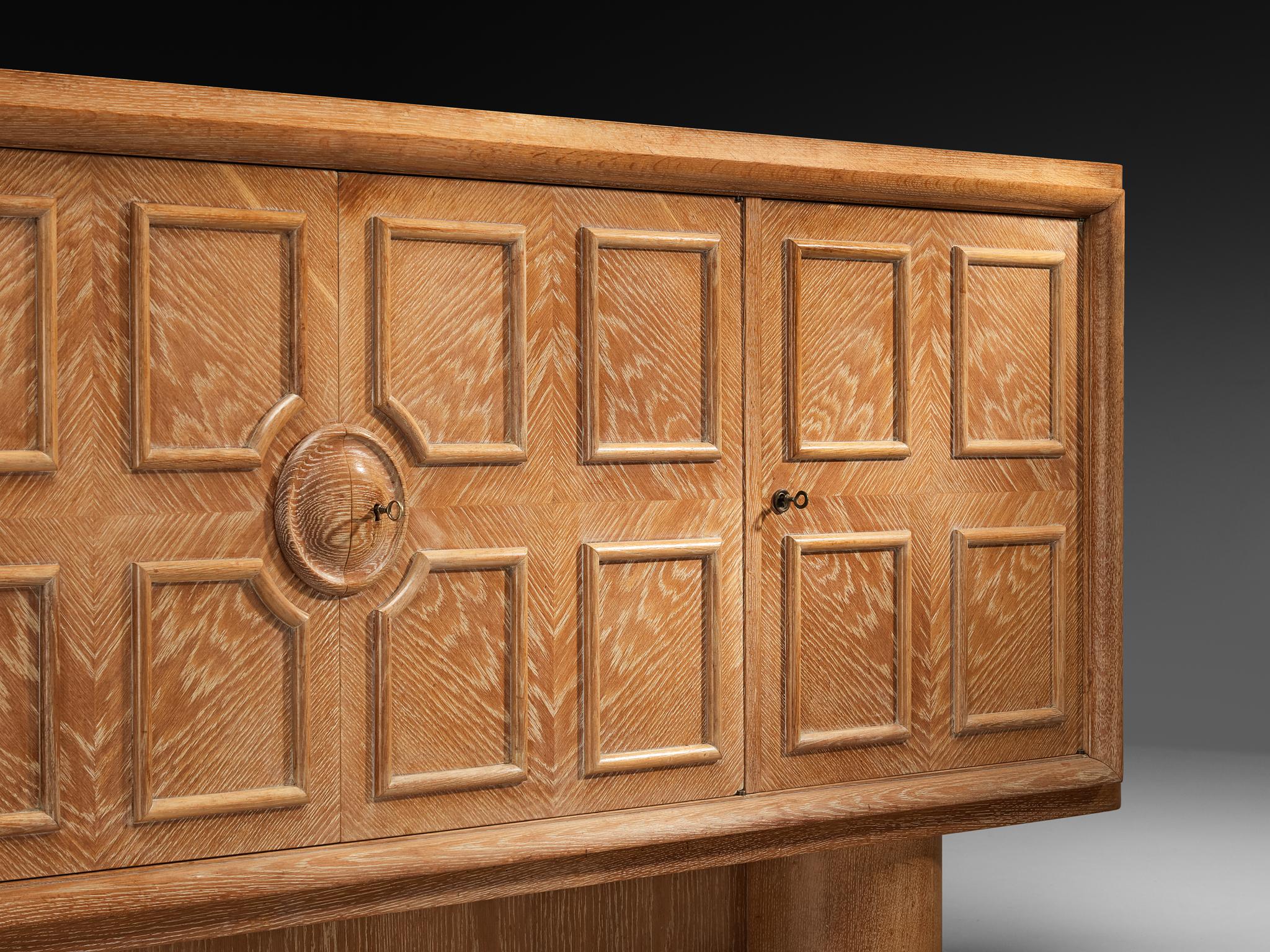 Francisque Chaleyssin French Art Deco Sideboard in Cerused Oak For Sale 2