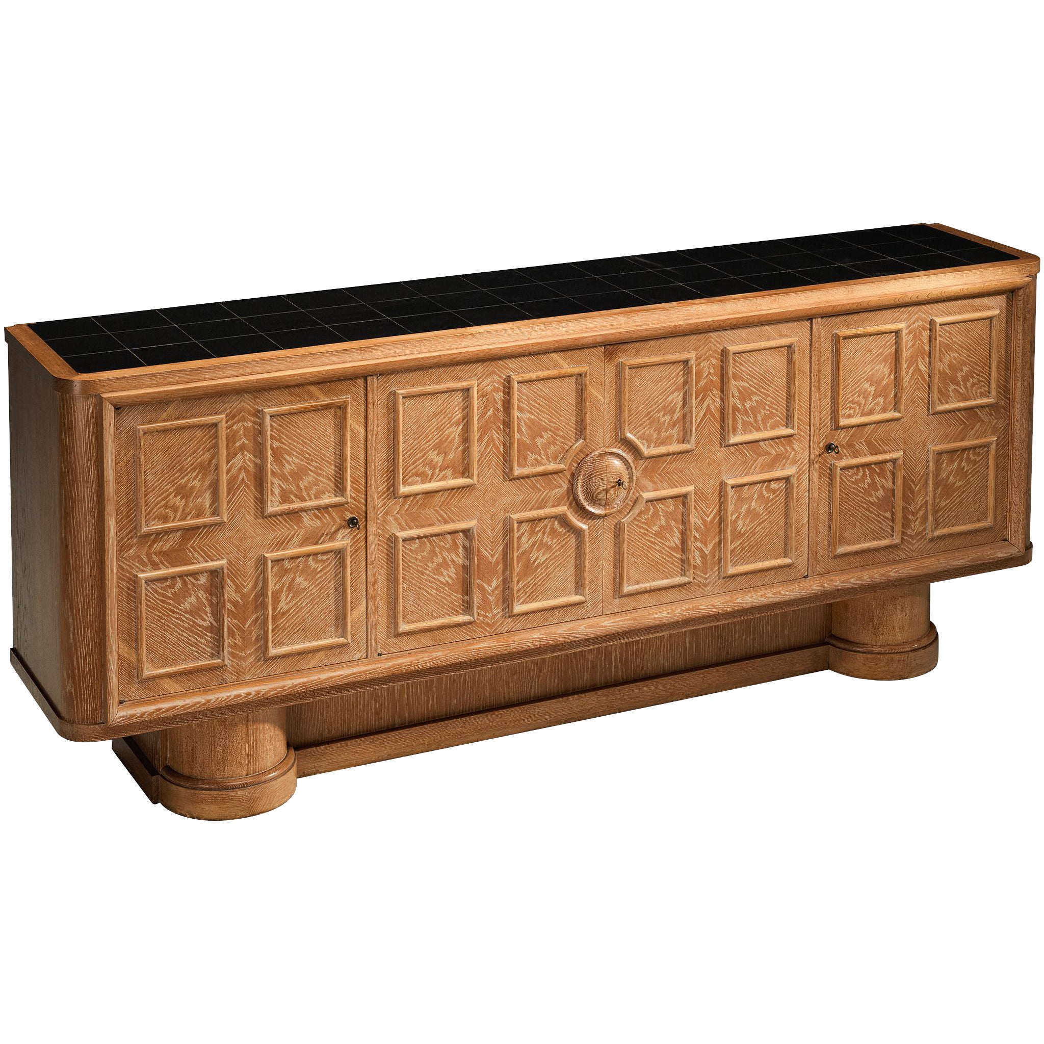 Francisque Chaleyssin French Art Deco Sideboard in Cerused Oak For Sale
