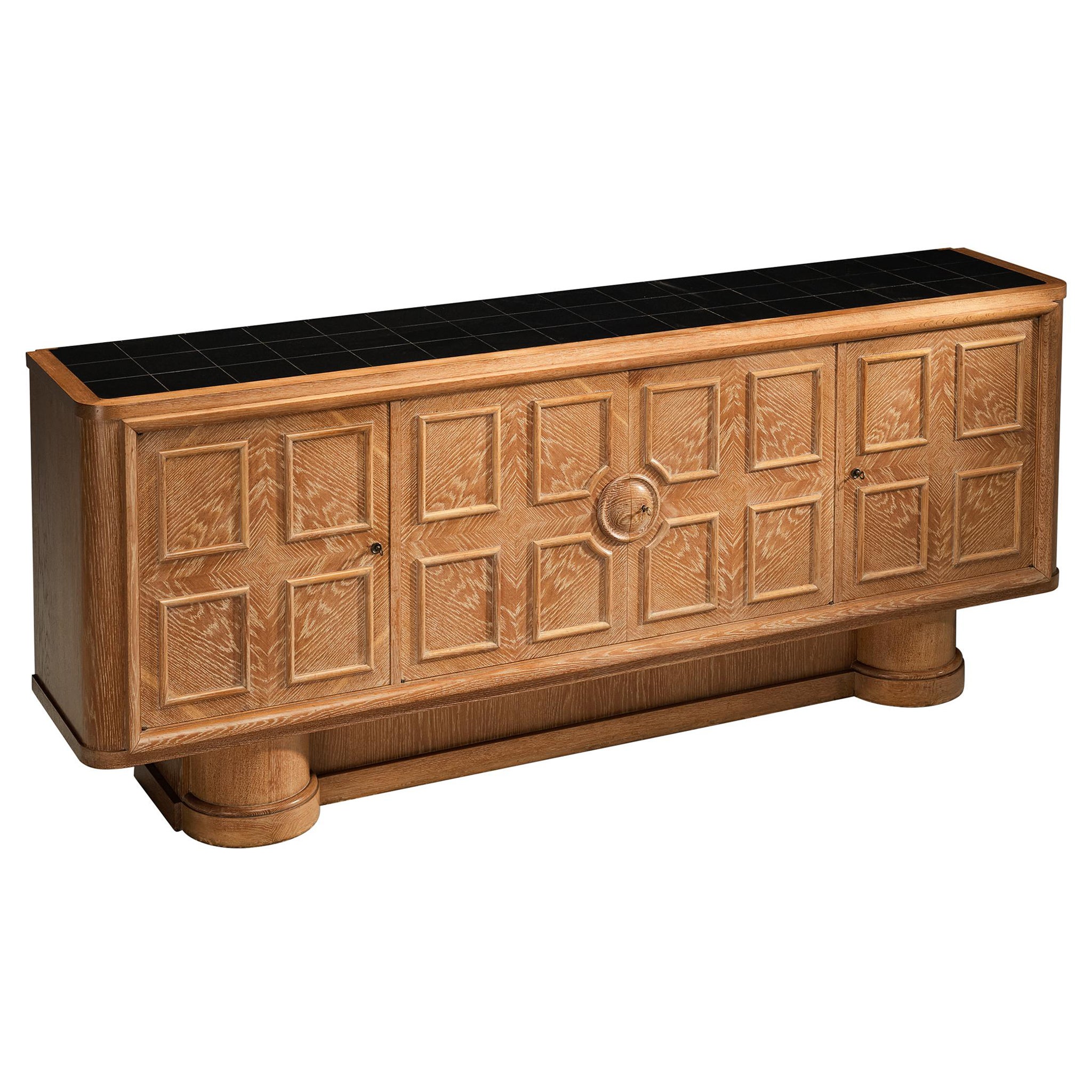 Francisque Chaleyssin French Art Deco Sideboard in Cerused Oak