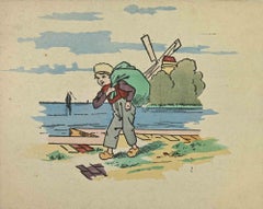 Dutch Boy - Lithograph by Francisque Poubot - mid-20th century