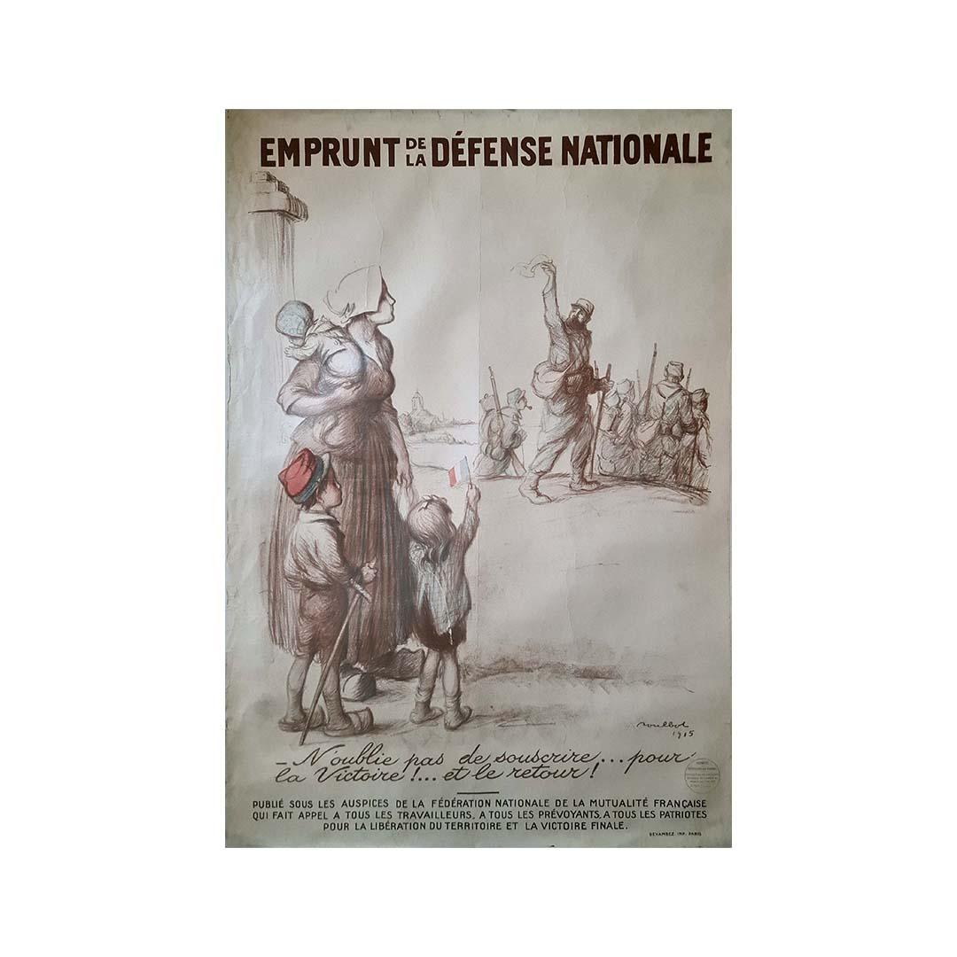 Affiche originale de 1915 par  Francisque Poulbot - Prêt pour la défense nationale en vente 3
