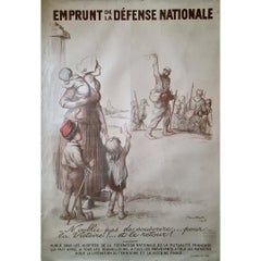 Antique 1915 original poster by  Francisque Poulbot - National Defense Loan