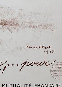 20th century color lithograph poster military wartime figurative print French