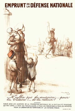 Emprunt Defense National "National Defense Loan" 1915 French WW1 linen-backed