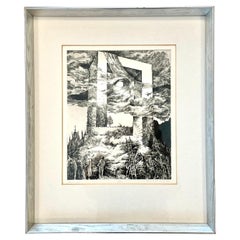 Franciszek Bunsch (1926-2025) original etching, "Monument", surrealism