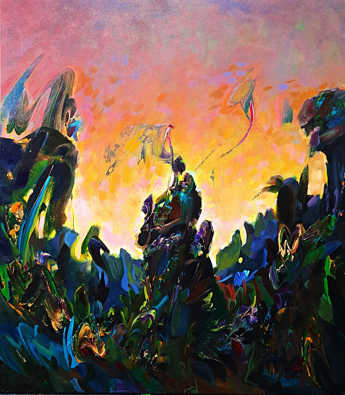 Franciszek Ledóchowski Abstract Painting - Planet Atis 2. Abstract painting, Texture, Colorful, Polish art