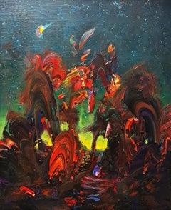 Mundo extraño. Pintura abstracta, Textura, Colorido, Arte polaco