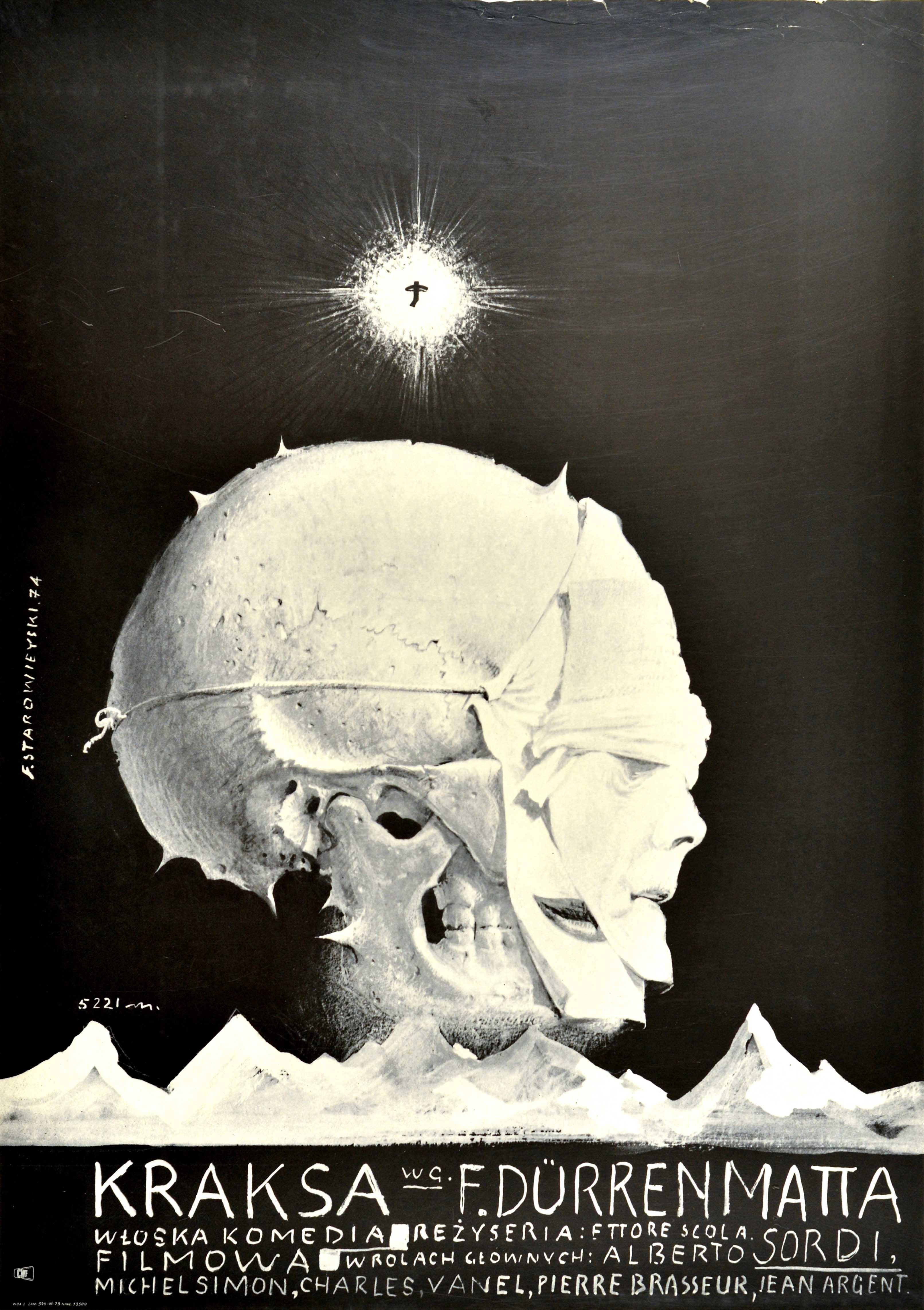 Franciszek Starowieyski Print - Original Vintage Polish Release Film Poster Kraksa Mask Design A Dangerous Game