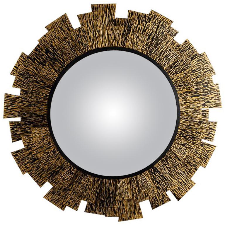 Franck Chartrain "Flamme, " Bronze Wall Mirror, France, 2014