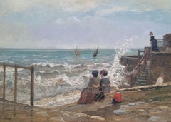 CINOT Peinture marine de Veules-les-Roses en Normandie Naturaliste français 19e