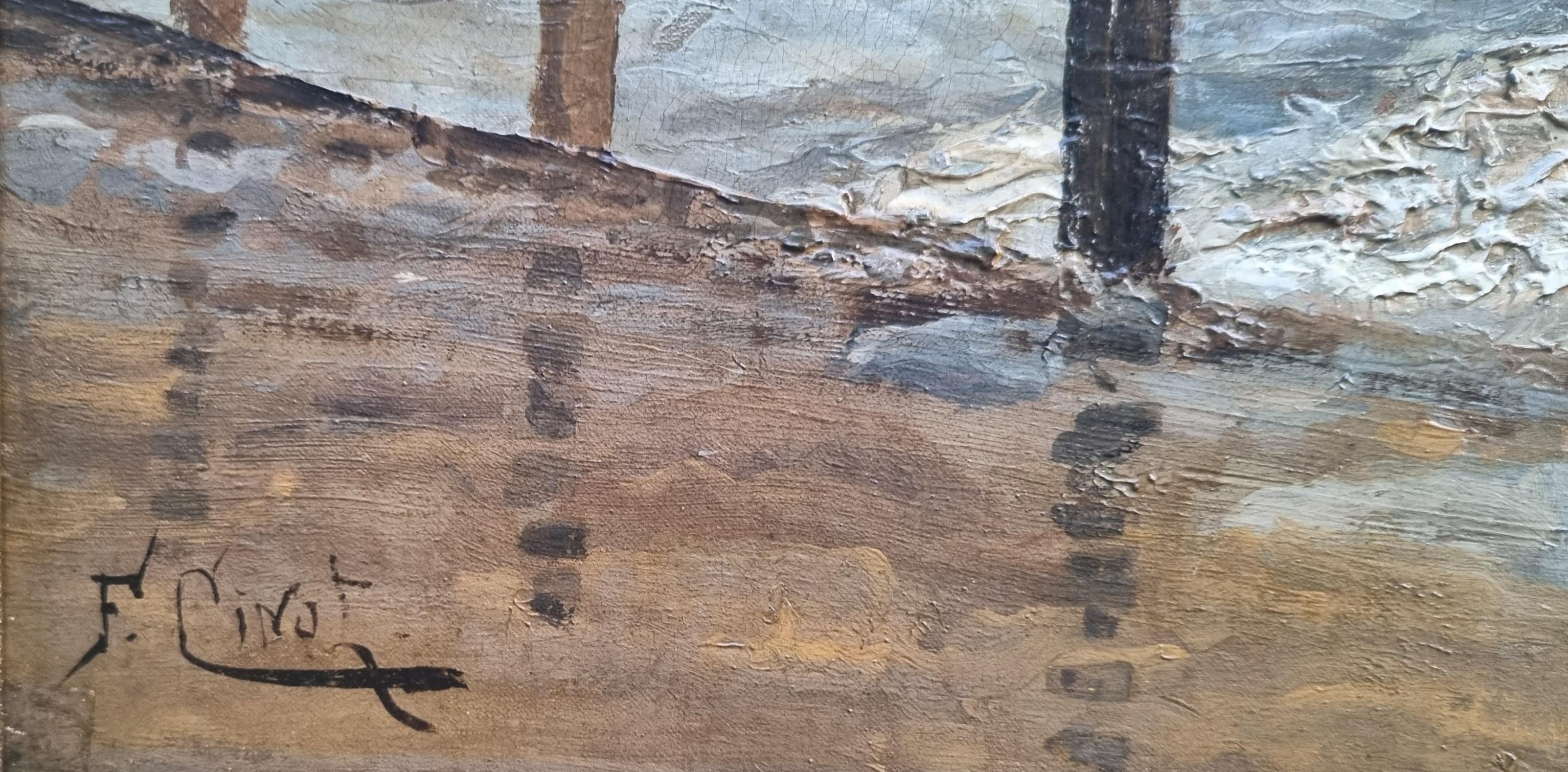 CINOT Peinture marine de Veules-les-Roses en Normandie Naturaliste français 19e 1
