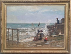 CINOT Peinture marine de Veules-les-Roses en Normandie Naturaliste français 19e