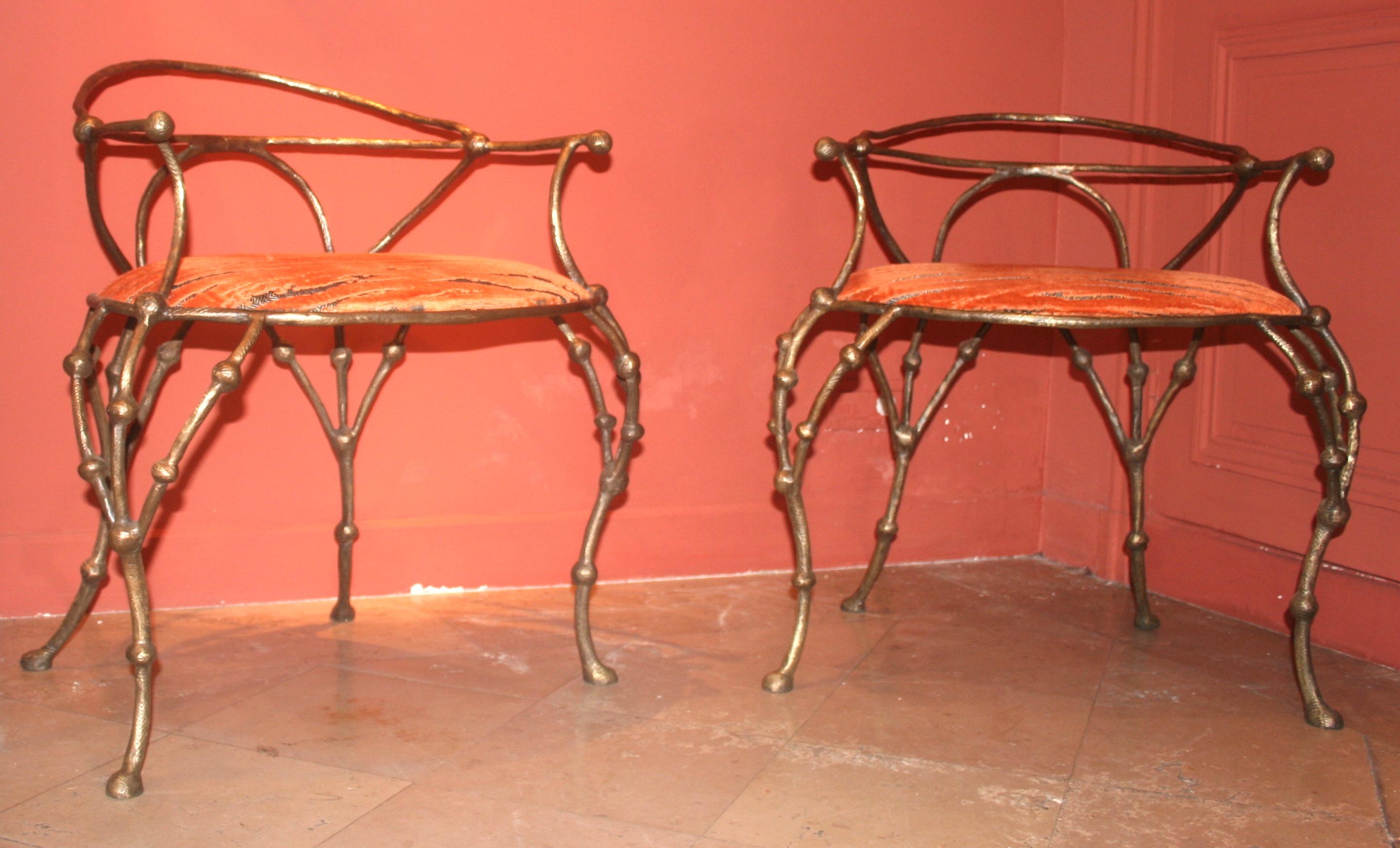 French Franck Evennou 2009, Pair of Bronze Armchairs For Sale
