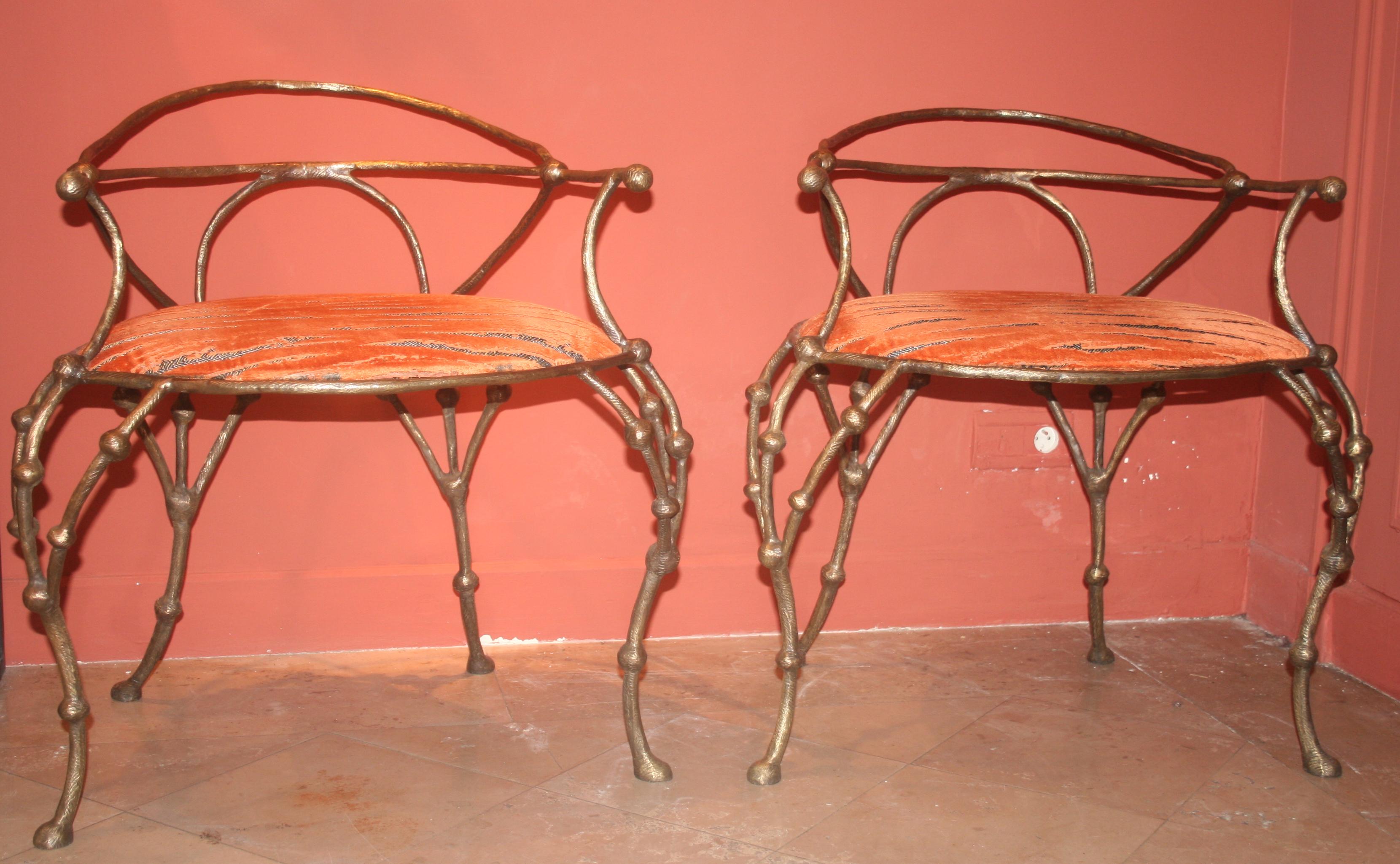 Contemporary Franck Evennou 2009, Pair of Bronze Armchairs For Sale