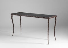 Console Franck Evennou, Bourgeon en bronze et ardoise, France, 2023