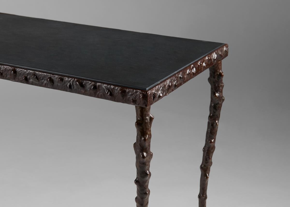 French Franck Evennou, Bourgeon Bronze and Slate Console, France, 2023 For Sale