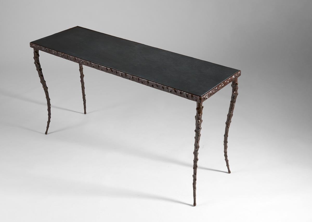 Franck Evennou, Bourgeon Bronze and Slate Console, France, 2023 In Excellent Condition For Sale In New York, NY