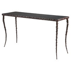 Console Franck Evennou, Bourgeon en bronze et ardoise, France, 2023