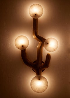 Franck Evennou, Cactus, Contemporary Bronze and Alabaster Sconce, France, 2020