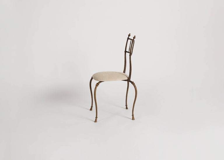 French Franck Evennou, Club, Bronze Side Chair, France, 2000 For Sale