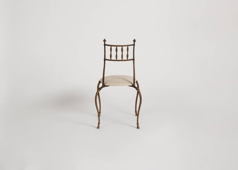 Hammered Franck Evennou, Club, Bronze Side Chair, France, 2000 For Sale
