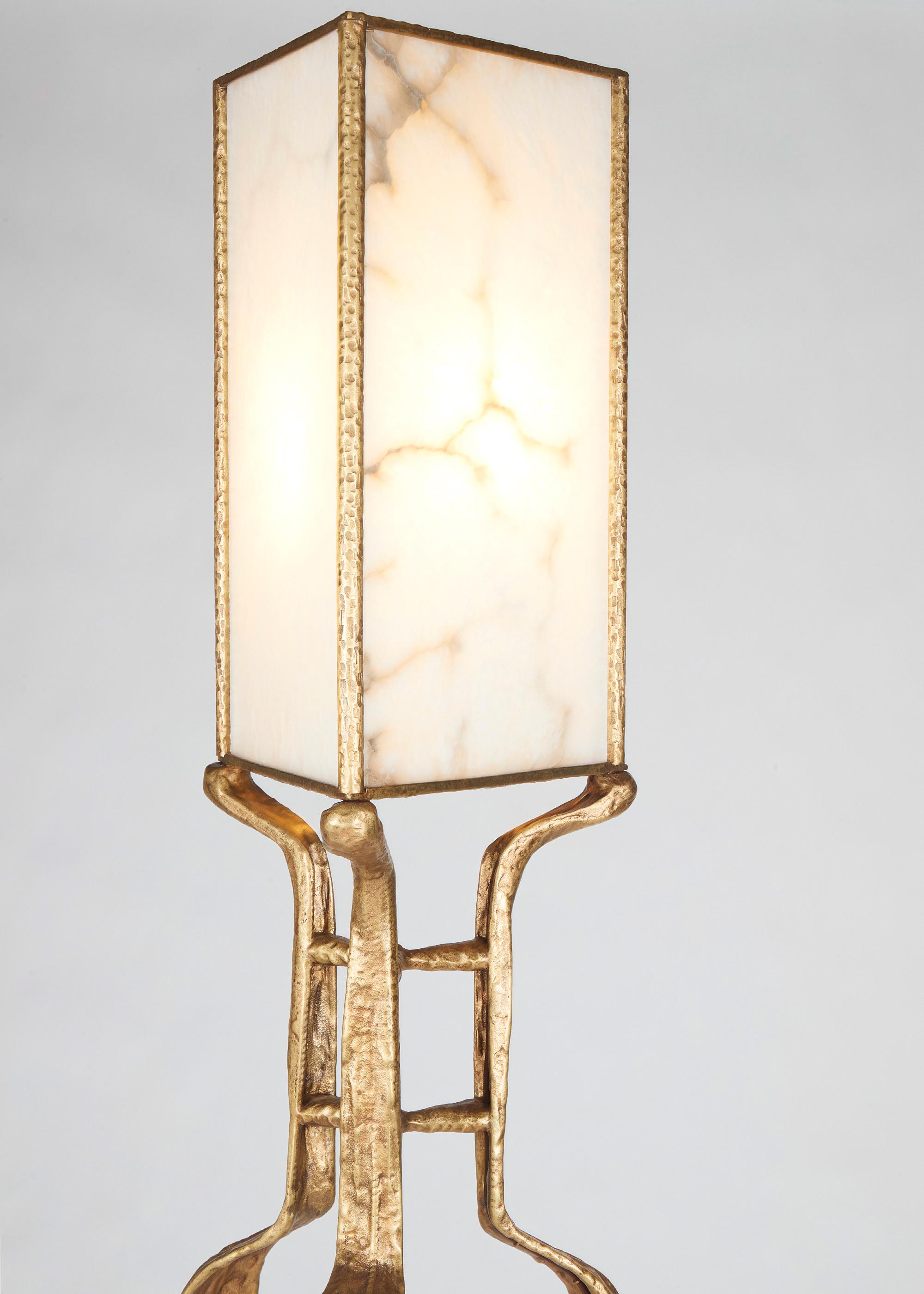 French Franck Evennou, Contemporary Bronze and Alabaster Floor Lamp, France, 2020 For Sale