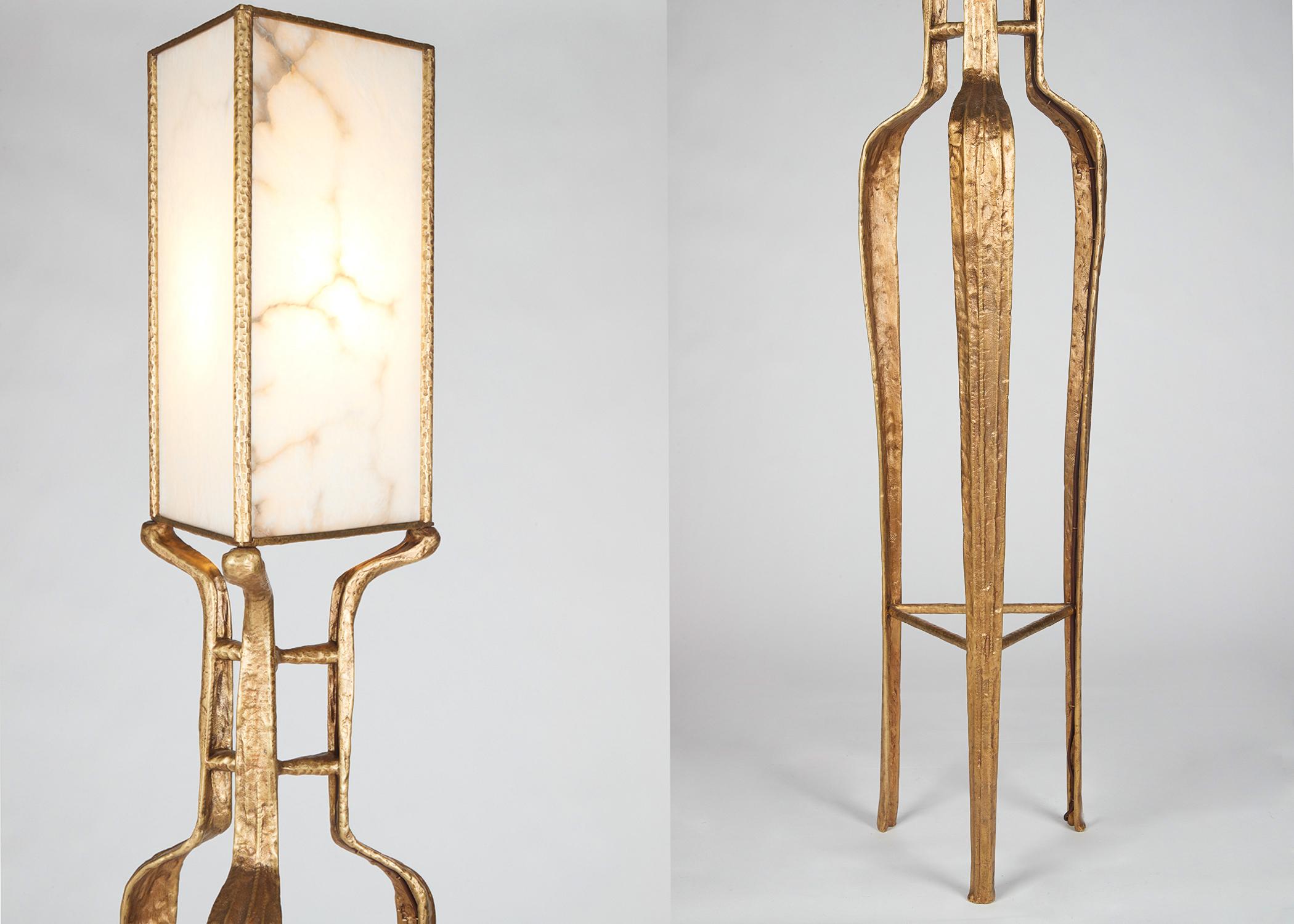 Franck Evennou, Contemporary Bronze and Alabaster Floor Lamp, France, 2020 For Sale 1