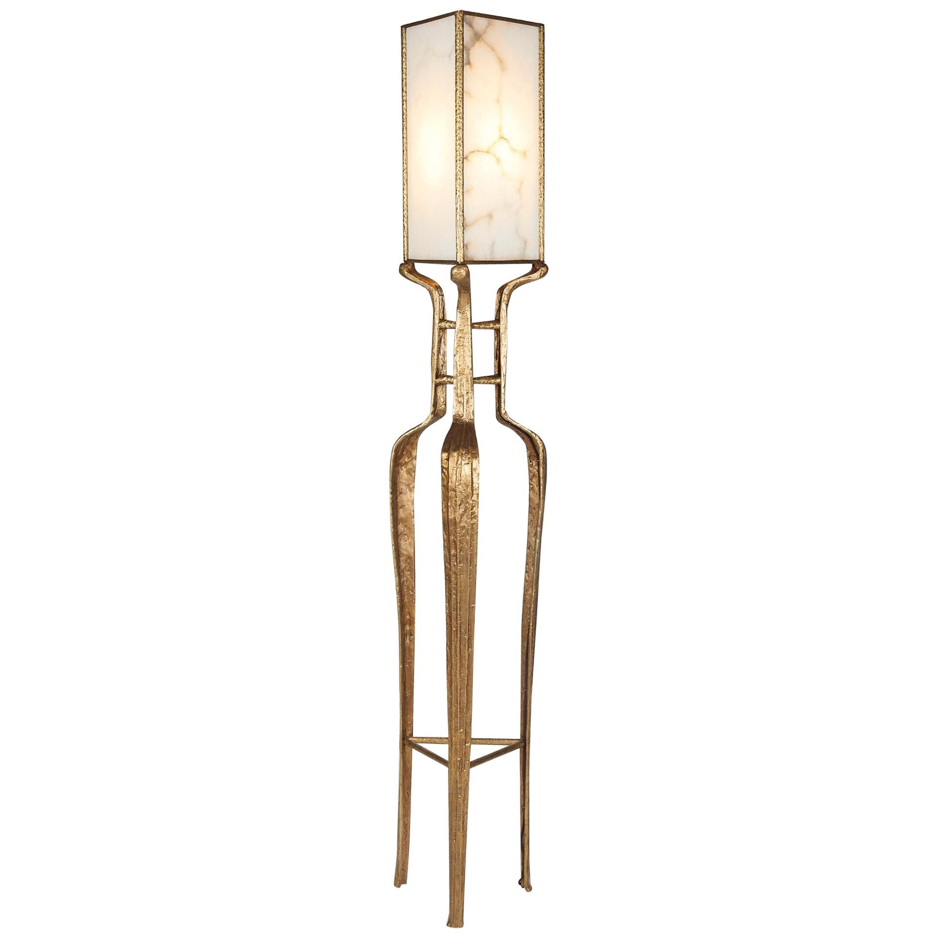 Franck Evennou, Contemporary Bronze and Alabaster Floor Lamp, France, 2020 For Sale
