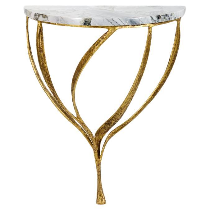 Franck Evennou, Half Moon, Wall Mounted Bronze and Marble Console, France, 2020 For Sale
