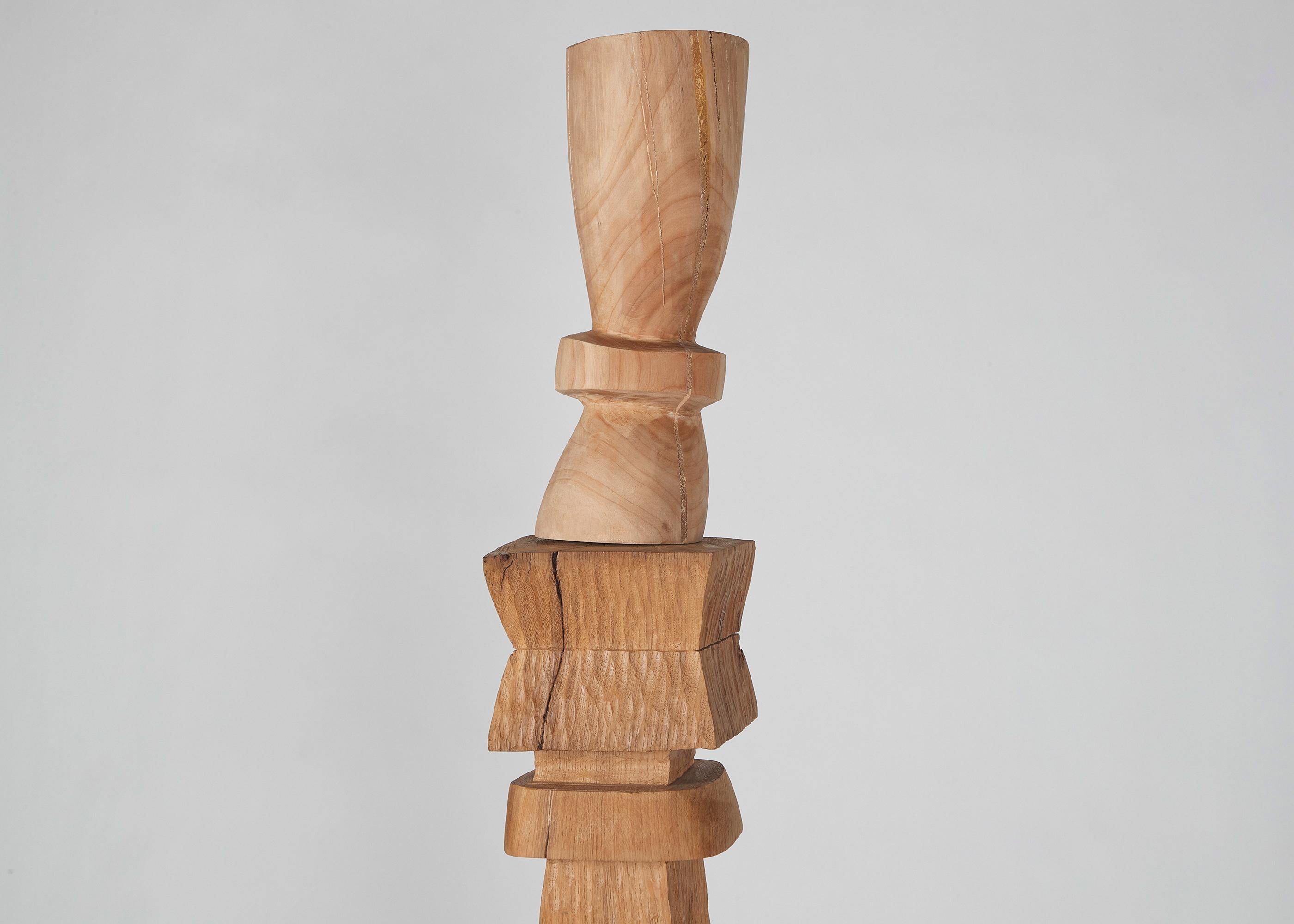 French Franck Evennou, Large-Scale Wooden TOTEM with Finial, France, 2020