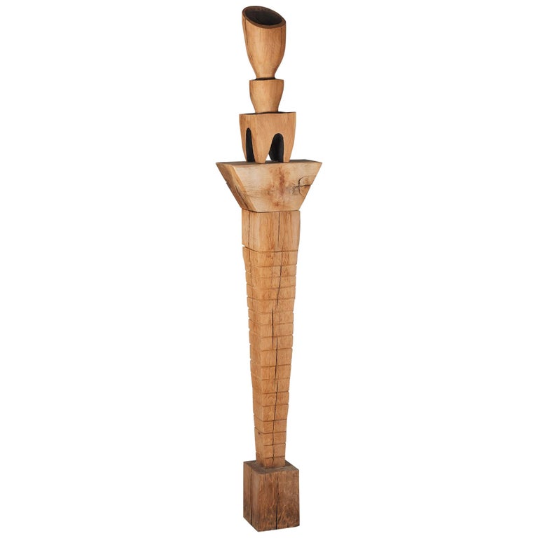 Large-scale wooden totem with finial, 2020