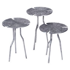 Franck Evennou, Lotus, ensemble de trois tables gigognes en aluminium, France, 2015