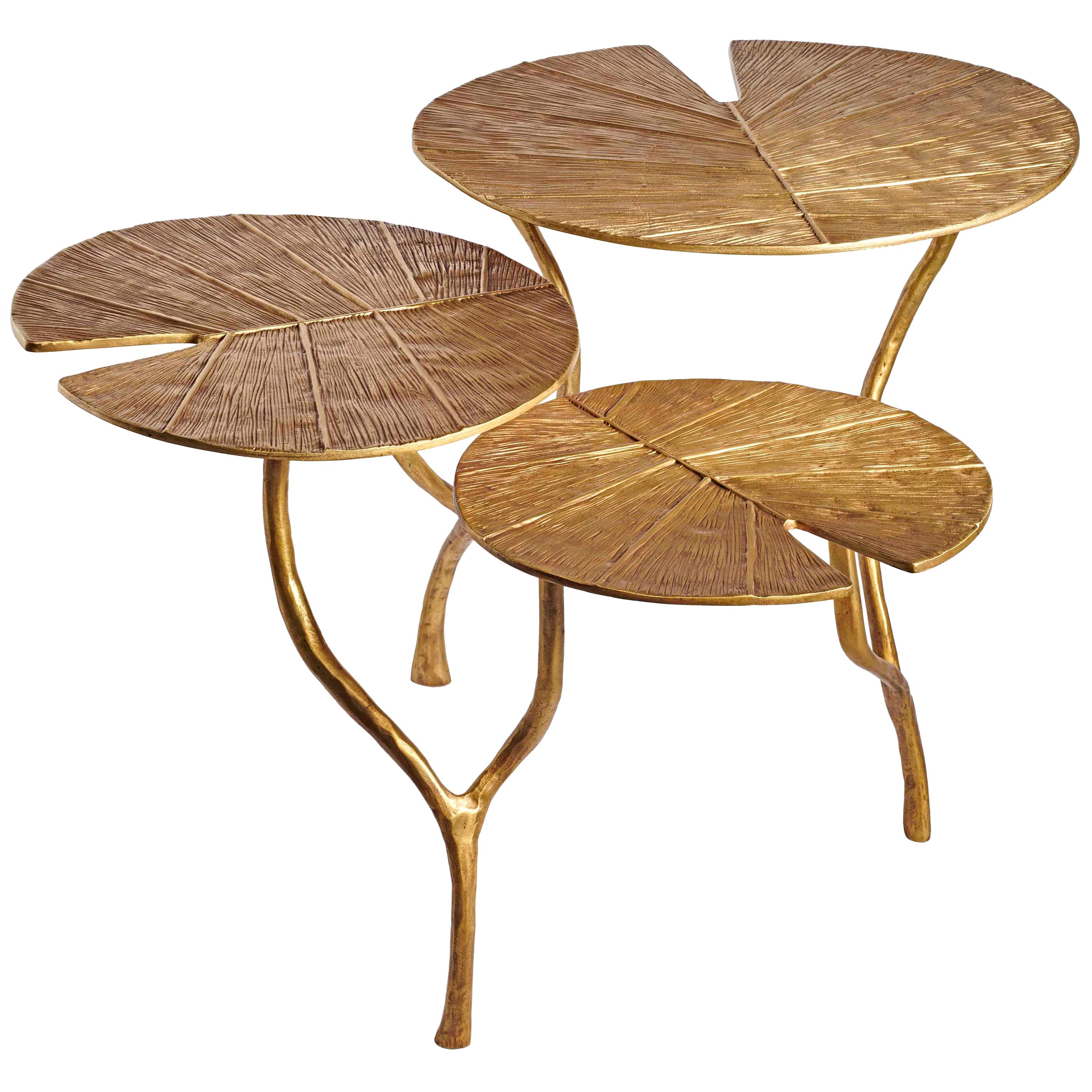 Franck Evennou, "Lotus" Three Leaves Coffee Table Limited Edition For Sale