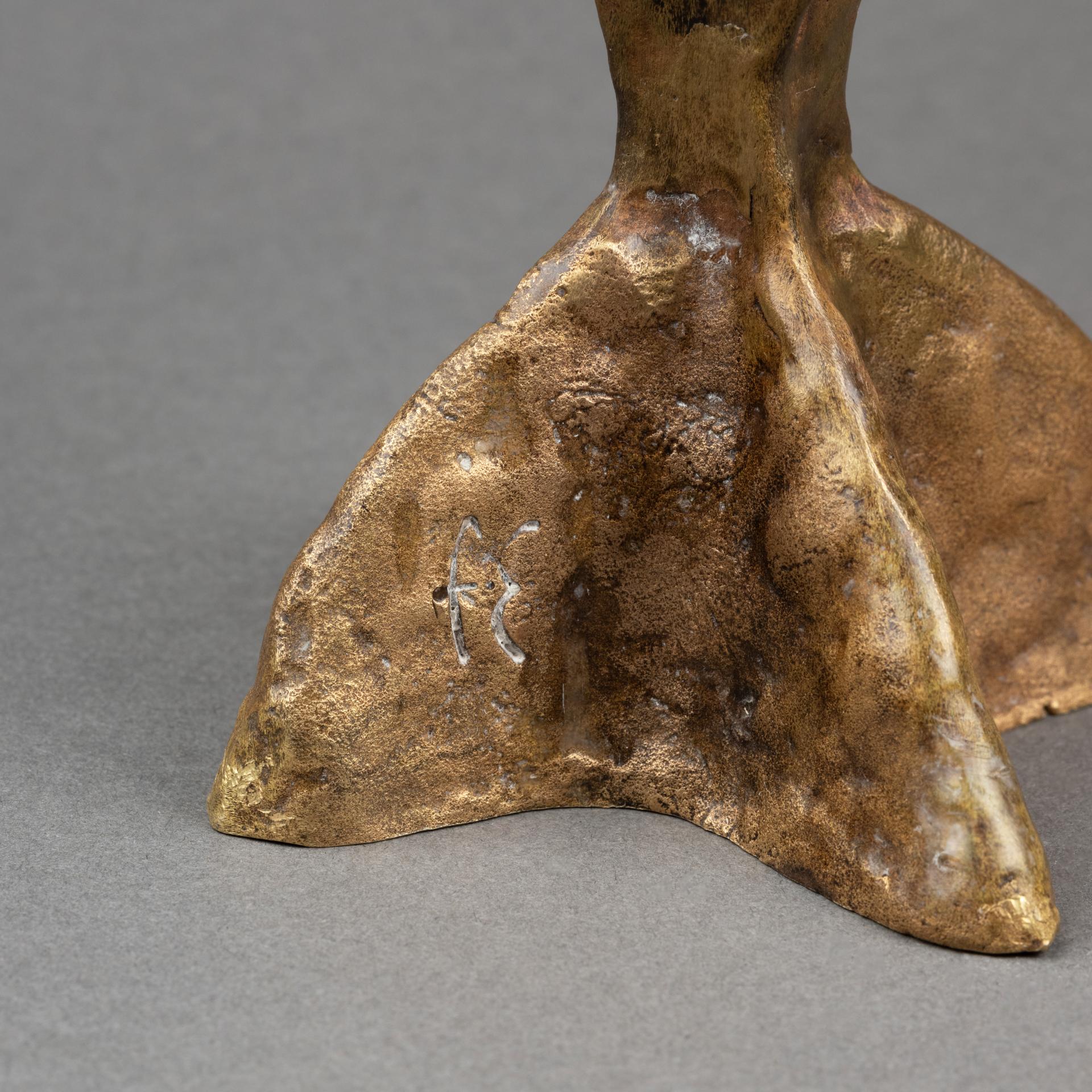 Franck Evennou : Patinated bronze candlestick - Signed - Circa 1980 in vendita 3