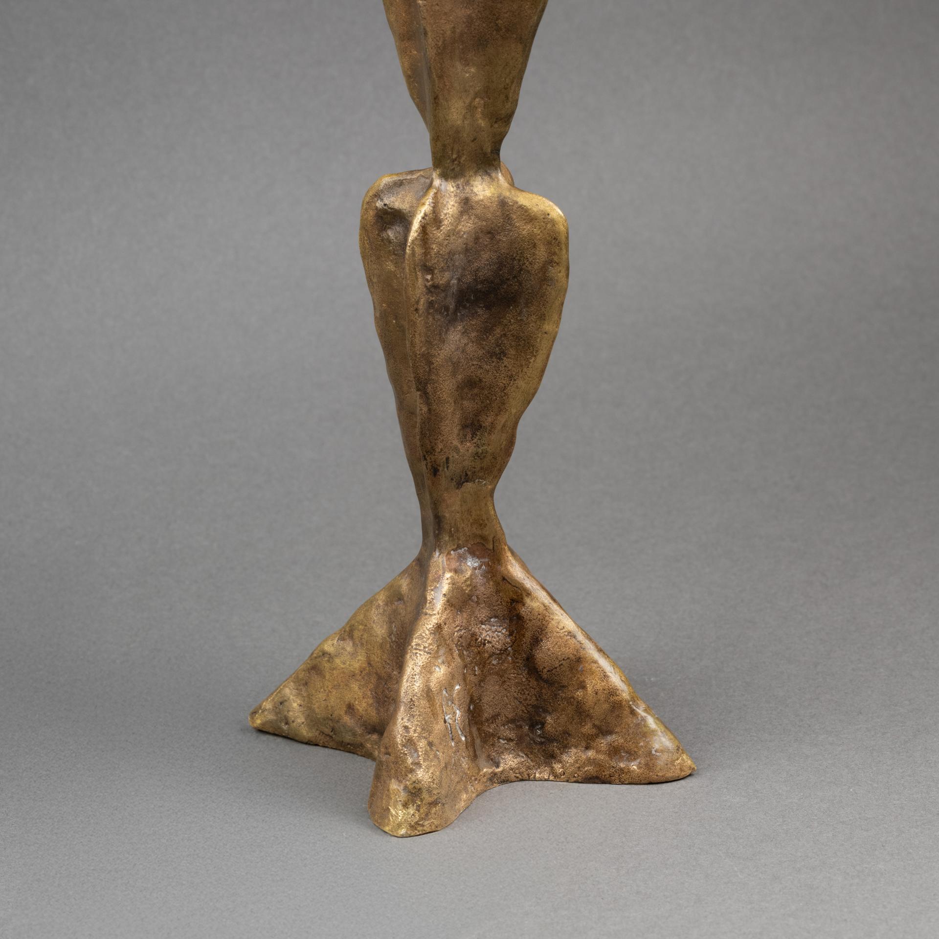 Franck Evennou : Patinated bronze candlestick - Signed - Circa 1980 In condizioni buone in vendita a SAINT-OUEN-SUR-SEINE, FR
