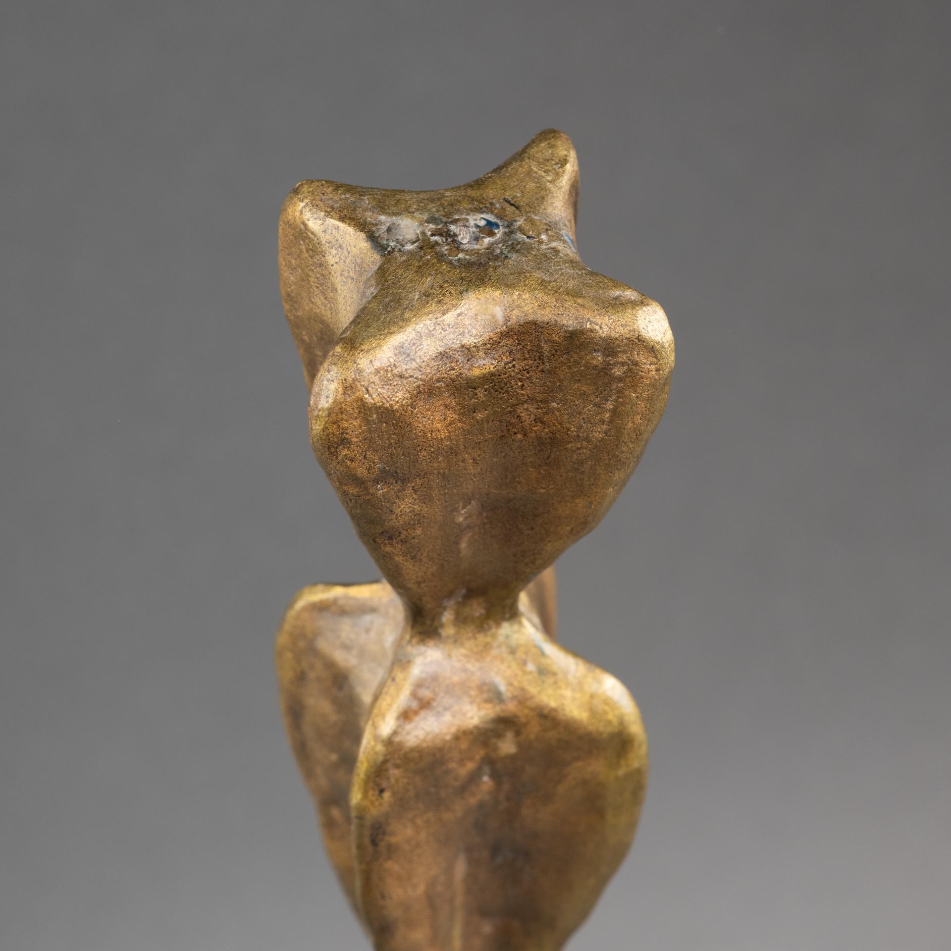 Franck Evennou : Patinated bronze candlestick - Signed - Circa 1980 in vendita 1