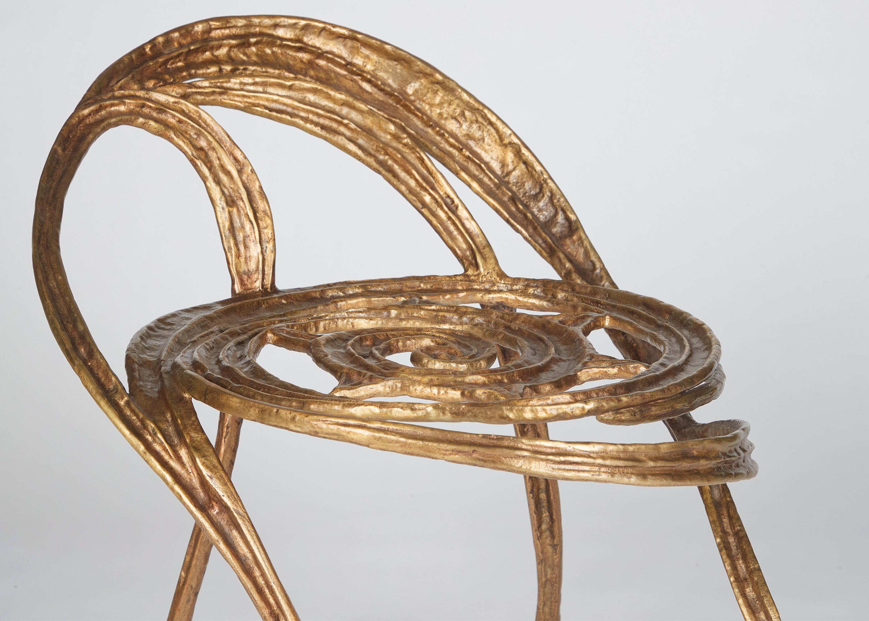 Français Franck Evennou, Phoenix, chaise d'appoint contemporaine en bronze, France, 2020. en vente