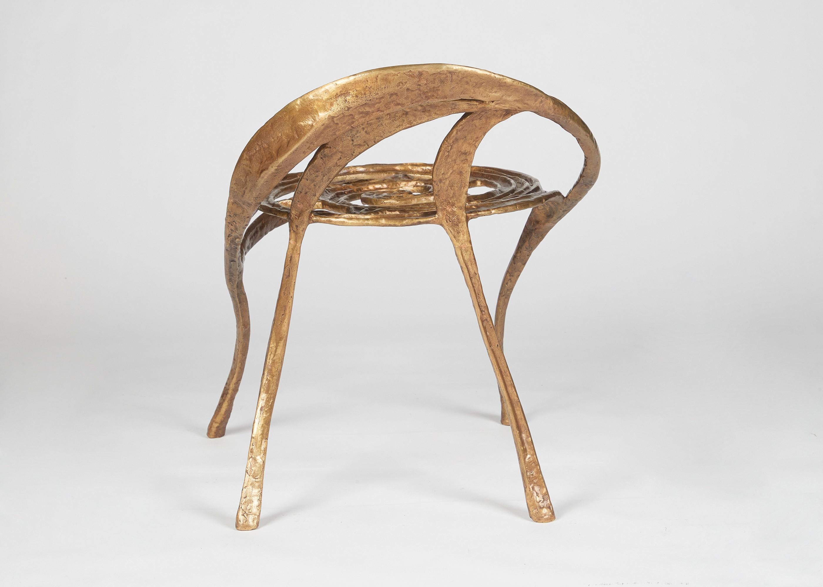 XXIe siècle et contemporain Franck Evennou, Phoenix, chaise d'appoint contemporaine en bronze, France, 2020. en vente