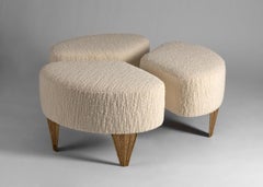 Franck Evennou, Pouf Trèfle, Set di 3 ottomani, Bronzo, France, 2020
