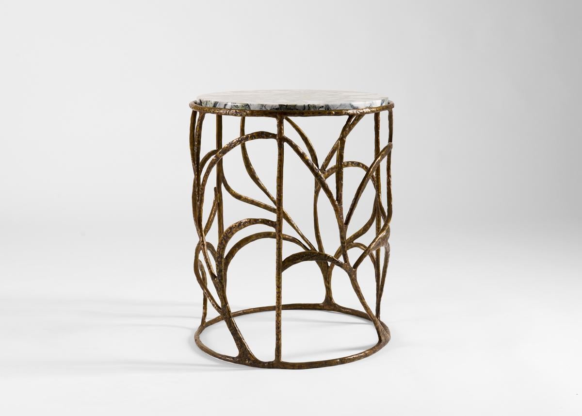 Table d'appoint Ramages en bronze et marbre Franck Evennou, France, 2020 Excellent état - En vente à New York, NY