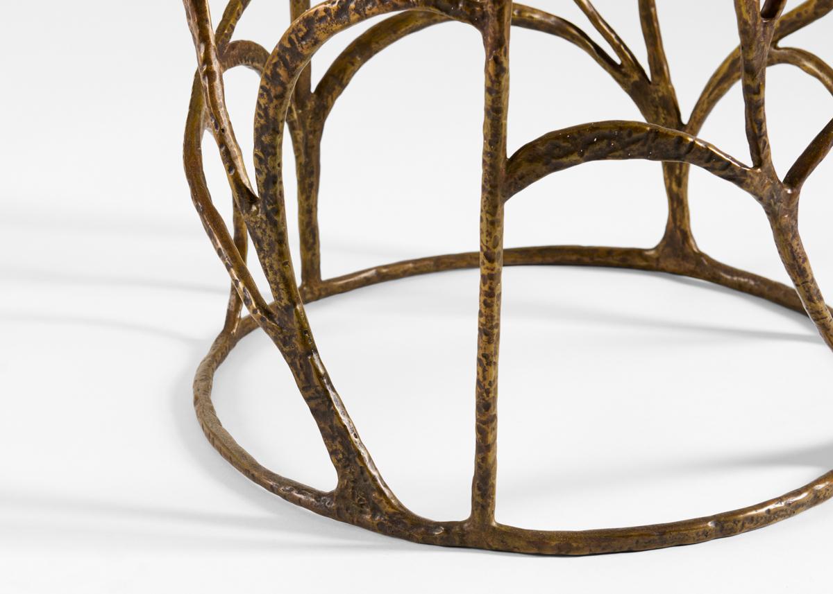 XXIe siècle et contemporain Table d'appoint Ramages en bronze et marbre Franck Evennou, France, 2020 en vente