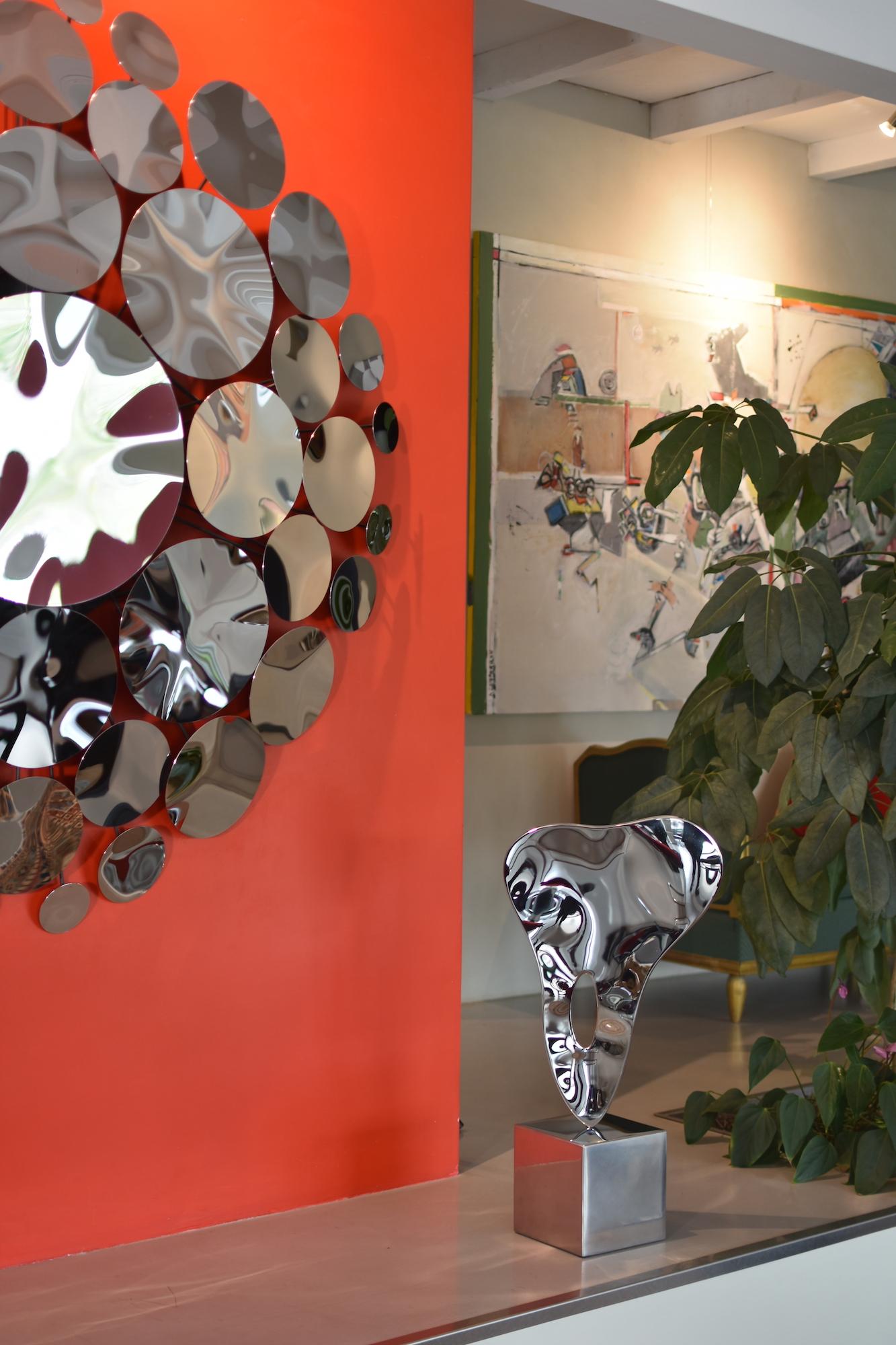 Ectoplasma I di Franck K - Scultura in acciaio inossidabile, riflessi, luce, visione in vendita 4