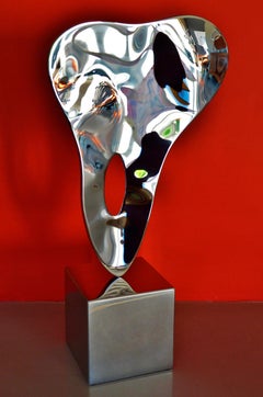 Used Ectoplasm I by Franck K - Stainless steel sculpture, reflections, light, vision