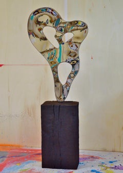 Ectoplasm II de Franck K - Sculpture en acier inoxydable, reflets, lumière, vision
