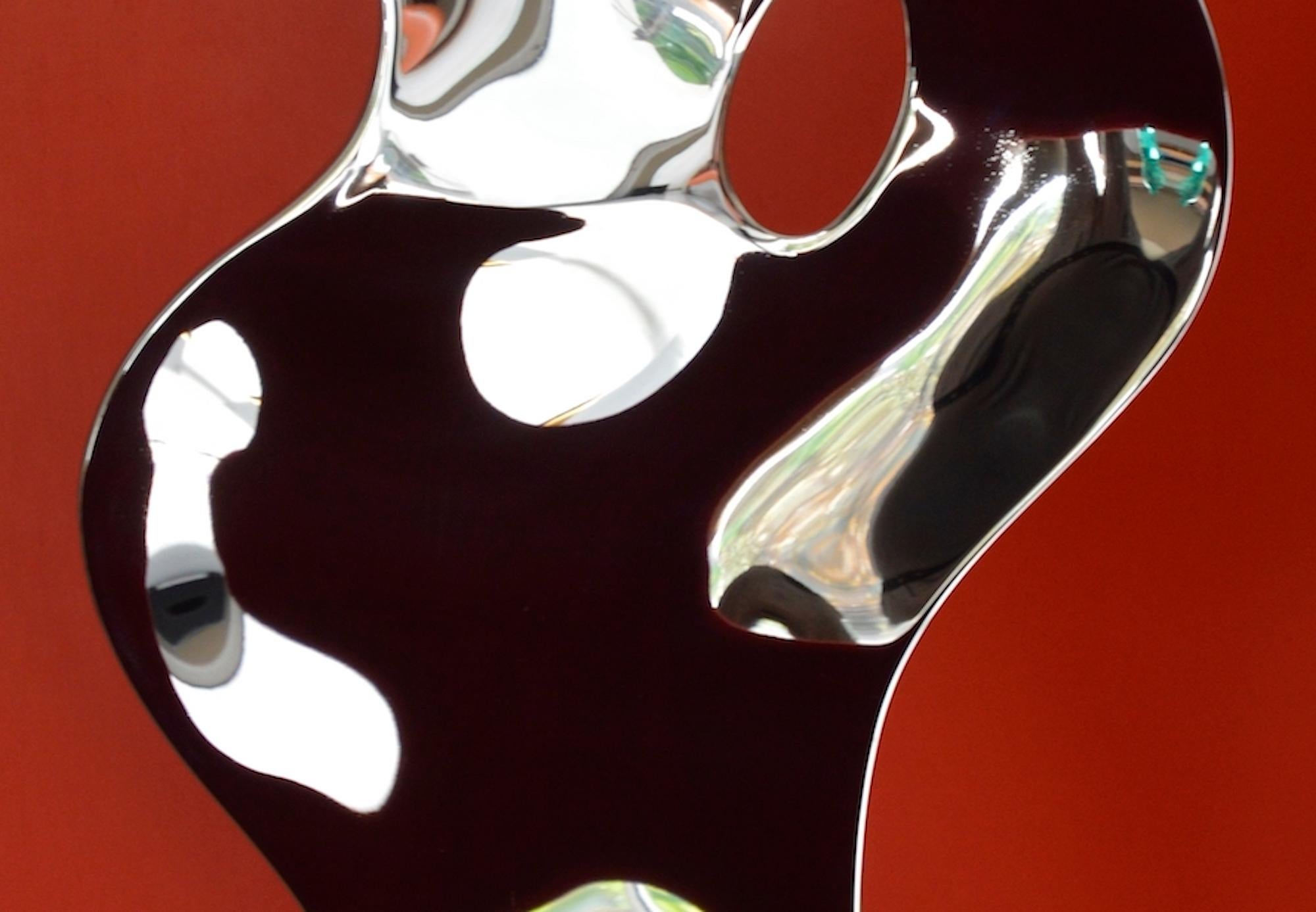 Ectoplasm III by Franck K - Stainless steel sculpture, reflections, perception For Sale 3